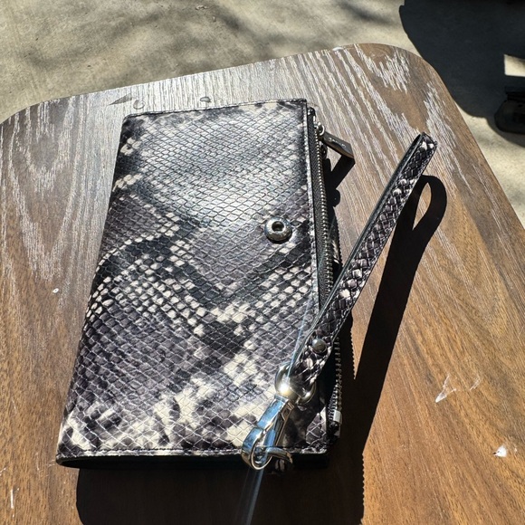 Michael Kors Black and White Snake Print Wristlet - Picture 4 of 4
